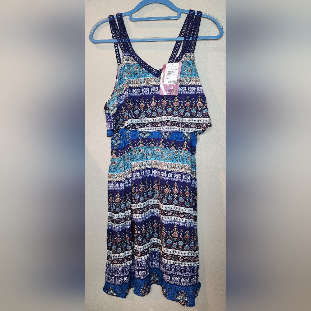 Love, Fire Boho Dress With crochet Straps L